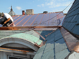 Installation of copper roofing